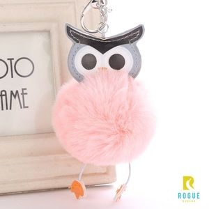 🆕Pink Owl Pom Silver Keychain Bag Charm 🦉